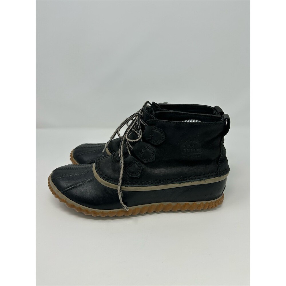 SOREL Duck Boots Black Waterproof Lace-Up Ankle Winter Rain Shoes Size 9.5 - Picture 8 of 12